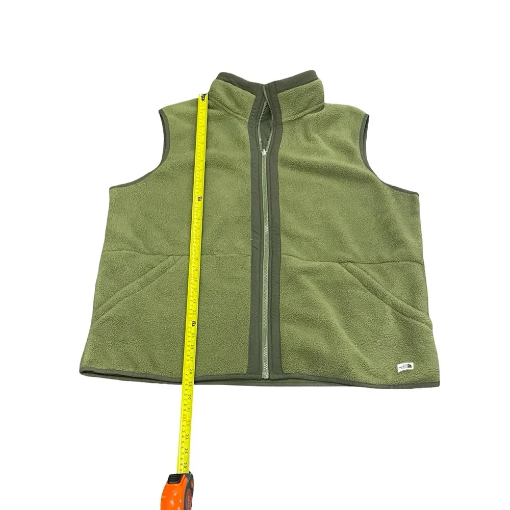 The North Face Mens XXL Olive Green Fleece Full Zip Sherpa Vest Jacket Pockets